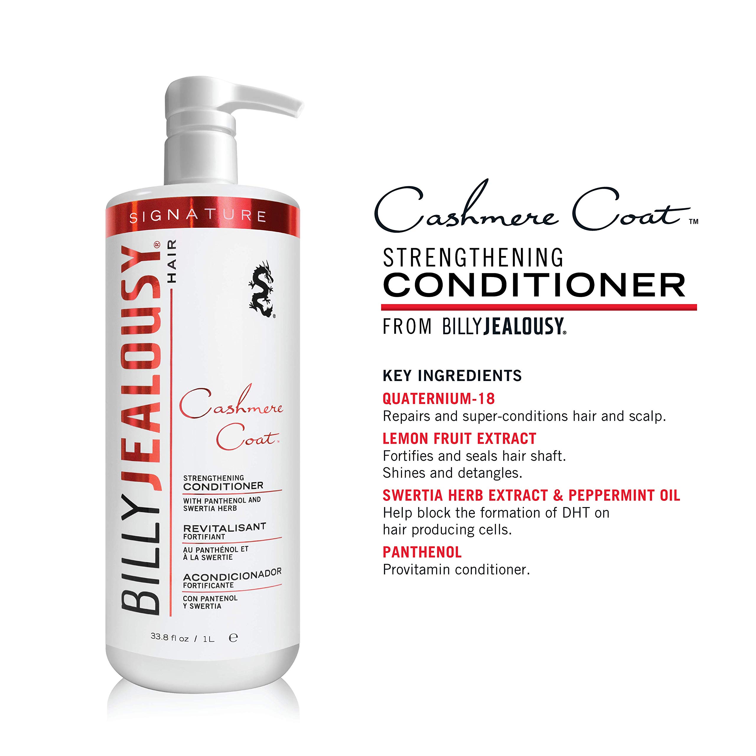 Billy Jealousy Cashmere Coat Hair Conditioner for Men, Peppermint-Infused, With DHT Blockers to Prevent Hair Loss and Breakage, Safe for Color-Treated Hair