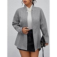 Plus Size Womens Jackets Plus Chevron Ruffle Hem Overcoat Plus Size Jackets (Color : Gray, Size : 3X-Large)