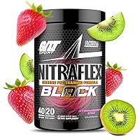 GAT SPORT Nitraflex Black Pre-Workout Powder, Extreme Pre-Training Formula for Men & Women, 40 Servings (Strawberry Kiwi)
