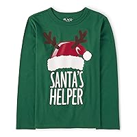 The Children's Place Unisex-Baby Long Sleeve Christmas Graphic T-shirt Santa's Helper Medium