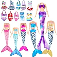 58 Pcs Doll Clothes and Accessories, 5 Wedding Gowns 5 Fashion Dresses 4  Slip Dresses 3 Tops 3 Pants 3 Bikini Swimsuits 20 Shoes for 11.5 inch Doll