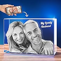 STRONGUS 3D Crystal Photo, for Mom, Girlfriend, Her, Him, Boyfriend, Dad, Birthday, Anniversary, 3D Customized Picture, Couples Gifts