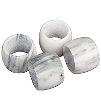 Creative Home Set of 4 Pieces Natural Off-White Marble Napkin Ring Napkin Holder for Party Decoration Dinning Table Family Gatherings, 1.8