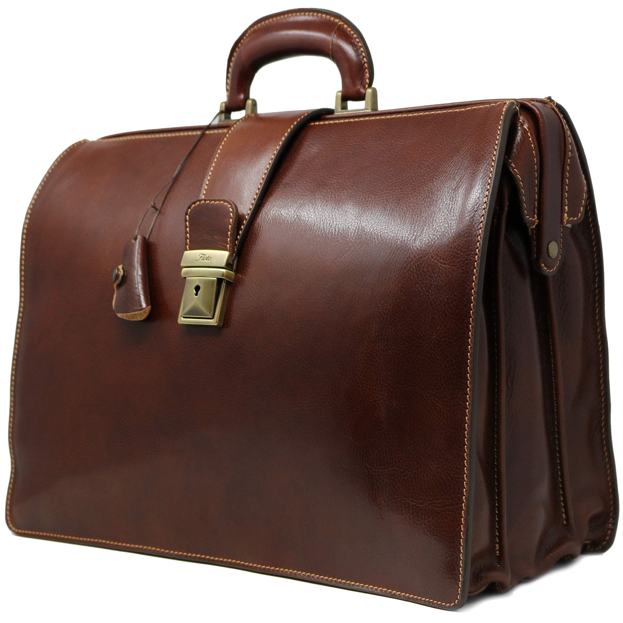 Floto Ciabatta Italian Leather Briefcase Attache (Vecchio Brown)