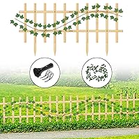 Bamboo Garden Fence 18.1(H) x13.8ft, 10 Panels Garden Edging Decorative Border Fence Animal Barrier for Dog + 3 Sweet Potato Leaves, Decorations Wood Fence for Yard Flower Bed Patio Outdoor