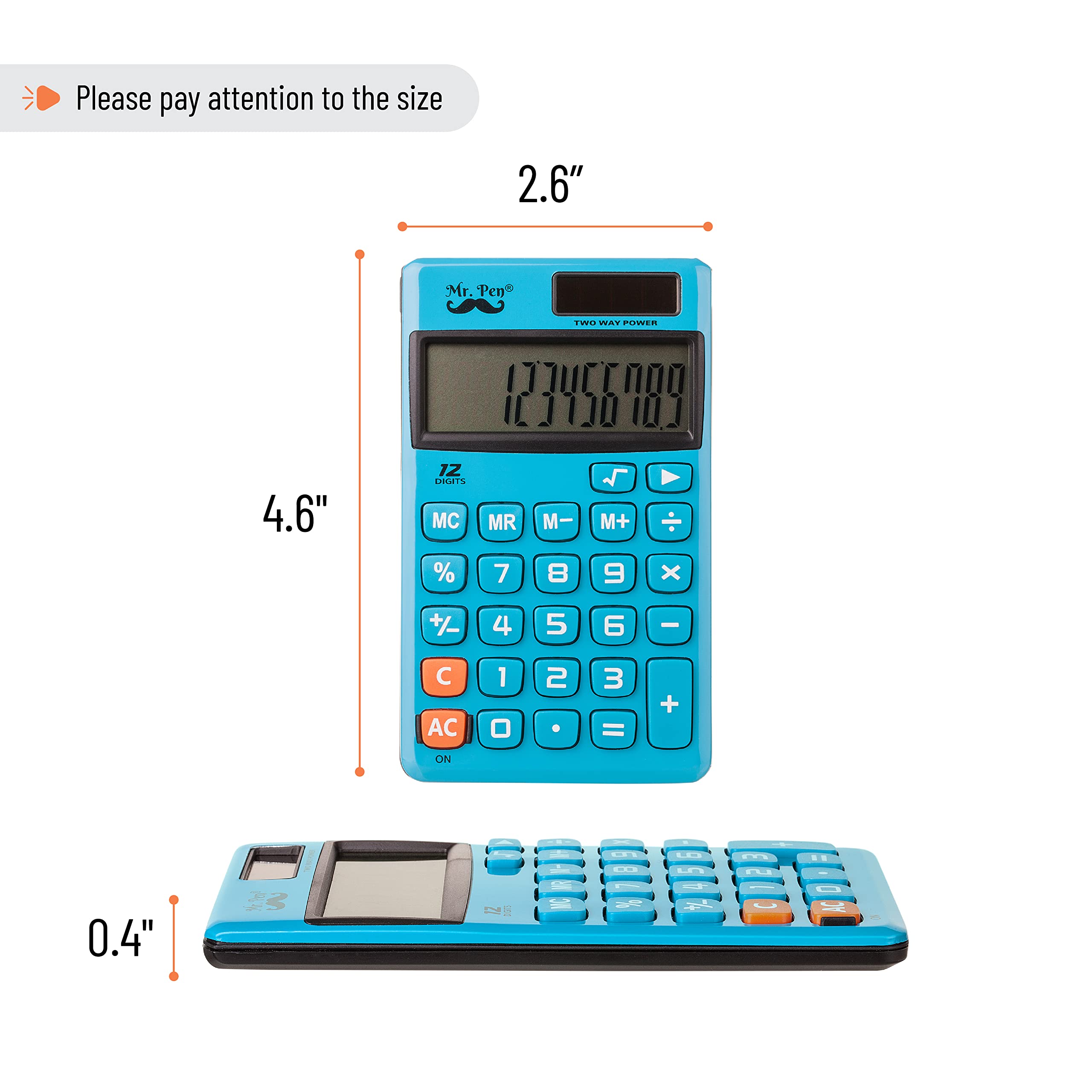 Mr. Pen- Standard Function Calculator, 12 Digits, Small Calculator, Solar Calculator, Pocket Calculator, Simple Calculator, Basic Office Calculators, Solar Handheld Calculator, Standard Calculator