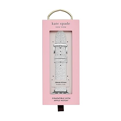 Kate Spade New York KSS0020 38mm Apple Straps Genuine Leather Silver Watch Strap