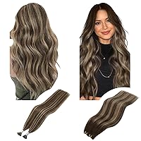 Bundles - 2 Items:YoungSee Itip Human Hair Extensions Dark Brown 22 Inch Weft Extensions Human Hair Brown Balayage 22 Inch