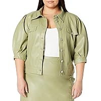 KENDALL + KYLIE Women's Plus Size Puff Sleeve Button Down Top