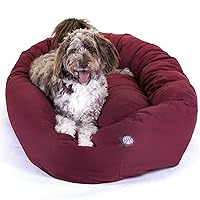 Majestic Pet 52 Inch Bagel Calming Dog Bed Washable – Cozy Soft Round Dog Bed with Spine Support for Dogs to Rest their Head - fluffy donut dog bed 52x35x11 (Inch) - Round Pet Bed X-Large – Burgundy