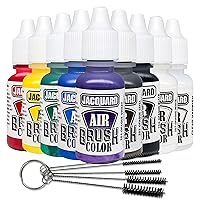 Jacquard Airbrush Paint Set - Opaque Colors Exciter Pack - 9-1/2 fl oz Acrylic Paint Bottles - Bundled with Set of Moshify 5 Piece Airbrush Cleaning Brushes