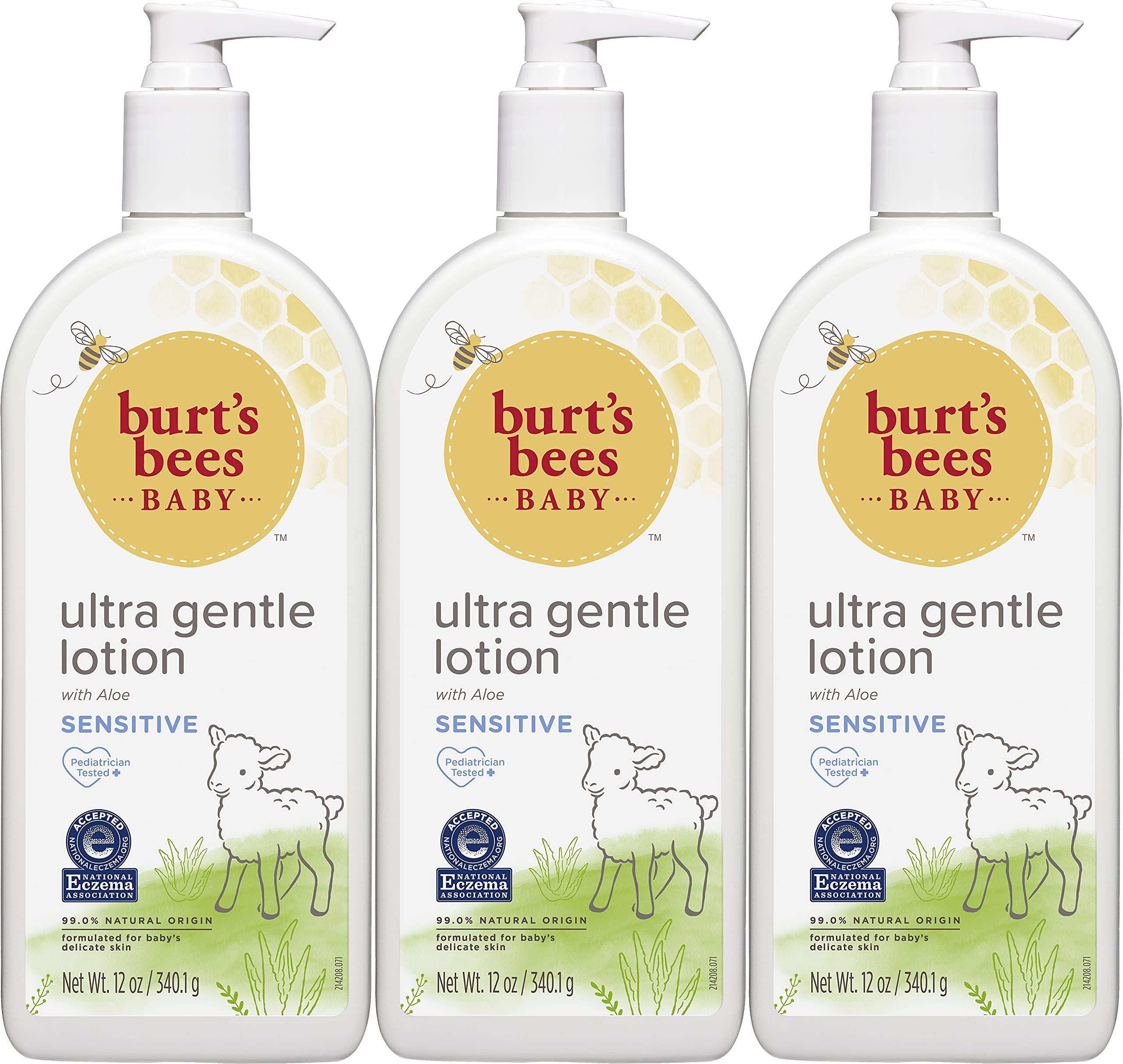 Burt's Bees Baby Ultra Gentle Lotion for Sensitive Skin - 12 Ounce (Pack of 3)