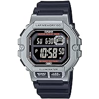Casio LED Illuminator Lap Memory 60 10-Year Battery Men's Digital Sports Watch 100 M Water Resistant Countdown Timer Auto Calendar (Casio Model: WS-1400H-1BV), Black (WS1400H-1BV)