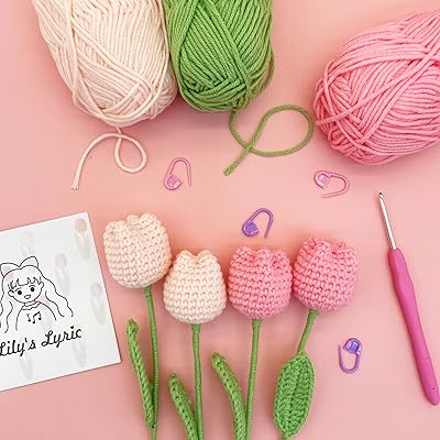 Lily's Lyric Flower Crochet Kit, Tulip Flowerpot, Step-by-Step Video  Tutorial for Adults Teenagers, DIY Home Decoration Craft Gift Idea Pink