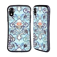 Head Case Designs Officially Licensed Micklyn Le Feuvre Indigo Blue Art Nouveau with Peach Flowers Patterns 2 Hybrid Case Compatible with Apple iPhone XR