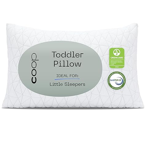 Coop Home Goods Original Toddler Adjustable Pillow, Soft, Breathable & Washable Mini Bed Pillows for Kids with Premium Memory Foam for Neck, Knee & Back Support, CertiPUR-US/GREENGUARD Gold, 19" x 13"