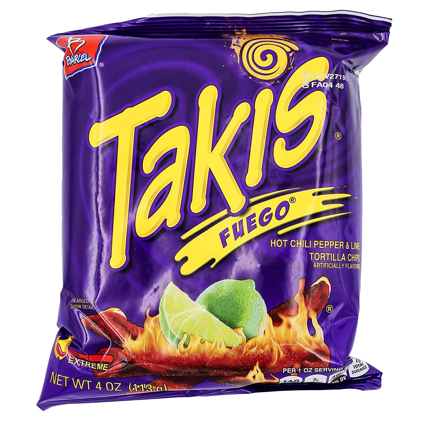 Takis Fuego 4 oz Hot Chili Pepper & Lime Flavored Rolled Tortilla Chips 1 Box ( 20 count )