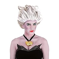 Fun Costumes Adult Grey Enchanted Undersea Witch Wig, Villainous Short Gray Wig Standard
