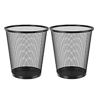 MoNiBloom 3-Gallon Mesh Trash Can for Office Small Metal Wire Garbage Bin Wastebasket for Home Bedroom Under Desk Dorm Room Lightweight Open-Top Waste Paper Basket Recyling Container (Black, 2-Pack)