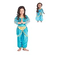 Little Adventures Oasis Princess Dress Up Costume (Large Age 5-7) with Matching Doll Dress - Machine Washable Child Pretend Play and Party Dress with No Glitter
