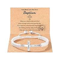 Baptism/First Communion Gifts for Girls, Cross Bracelet I am a child of God Braided Rope Baptism Communion for Girls