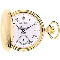 Masonic Full Hunter Pocket Watch Gold Plated with Masonic Icons Albert Chain