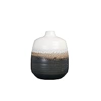 Bloomingville Black & White Ceramic Vase with Brown Reactive Glaze Accent, Small
