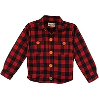 Little Boys' Printed Gingham Woven Button-Down Shirt in Red