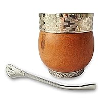 Yerba Mate Gourd (Mate Cup) - Uruguayan Mate - Includes Stainless Steel Bombilla. - Mate Imperial - Mate Cup and Bombilla Set. - Wood Mate (Guarda Pampa)