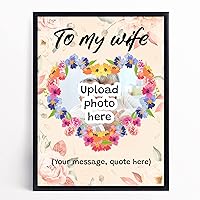 Personalized To My Wife Photo Letter Wall Art for Living Room Customized Mr and Mrs Canvas Wall Decor for Bedroom Unique Custom Framed Engagement Photo Husband and Wife Decoration (11x14 Canvas)
