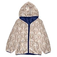 Vintage Damask Pattern Boys Hooded Fleece Jacket Children Coats for Toddler Girls Navy Blue Fall Baby Girl Clothes