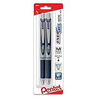 Pentel EnerGel RTX Retractable Liquid Gel Pen, (0.7mm) Metal Tip, Medium Line, Navy Blue Ink 2-Pk (BL77BP2CA)