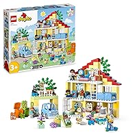 LEGO 10994 DUPLO Town 3in1 Family House Building Set with Dollhouse, Includes Toy Animals, Toy Car and Minifigures, Construction Kit for Toddler with Luminous Light Block, Gift Idea, from 3 Years