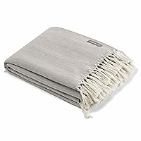 Vera Wang - Throw Blanket, Luxury Cotton Bedding, Lightweight Home Decor for All Seasons (Twill Fringe Charcoal Grey, Throw) 50