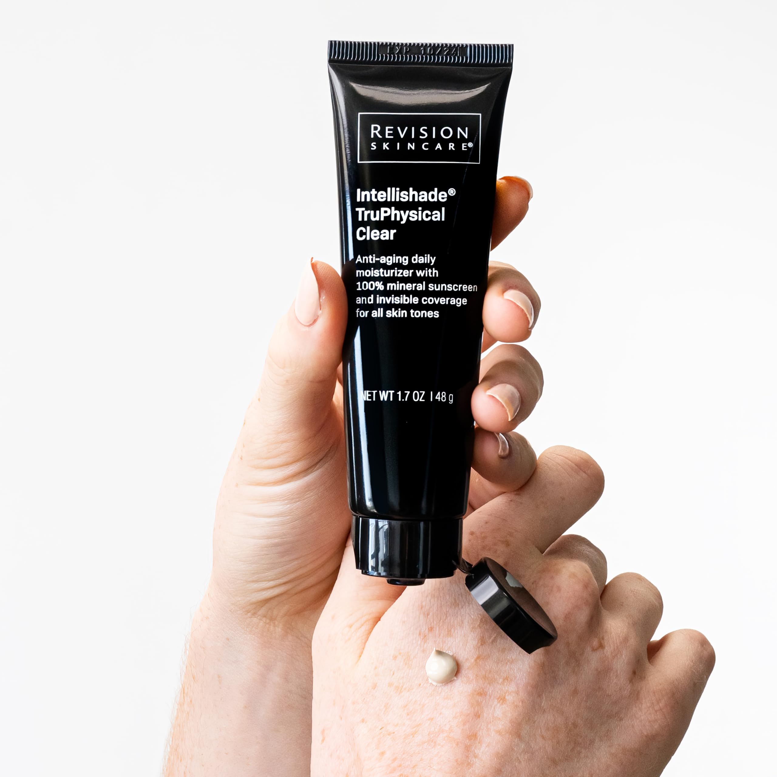 Intellishade® TruPhysical Clear, a sheer 100% all-mineral broad-spectrum SPF 50 anti-aging moisturizer that enhances your natural radiance without the white cast or shine, 1.7oz