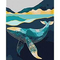 IDEYKA Paint by Numbers Elegant Whale with Metallic Colours Extra Art Selena ua 40 x 50 cm with Wooden Frame