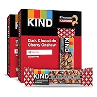 KIND Bars, Dark Chocolate Cherry Cashew, Healthy Snacks, Gluten Free, 24 Count