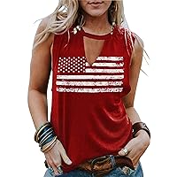 4th of July Tank Tops Women American Flag Graphic T-Shirt Stars Striped Flag Tanks Casual Summer Sleeveless Shirt