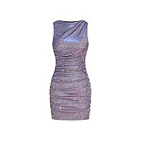 Star Glitter Ruched Mini Dress