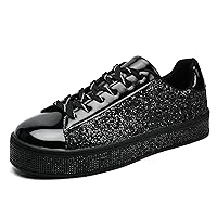 UUBARIS Women's Glitter Tennis Sneakers Neon Dressy Sparkly Sneakers Rhinestone Bling Wedding Bridal Shoes Shiny Sequin Shoes