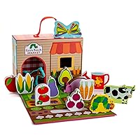 KIDS PREFERRED World of Eric Carle The Very Hungry Caterpillar Montessori Wooden Playset with Carrying Case, Farmer’s Market Play Scene