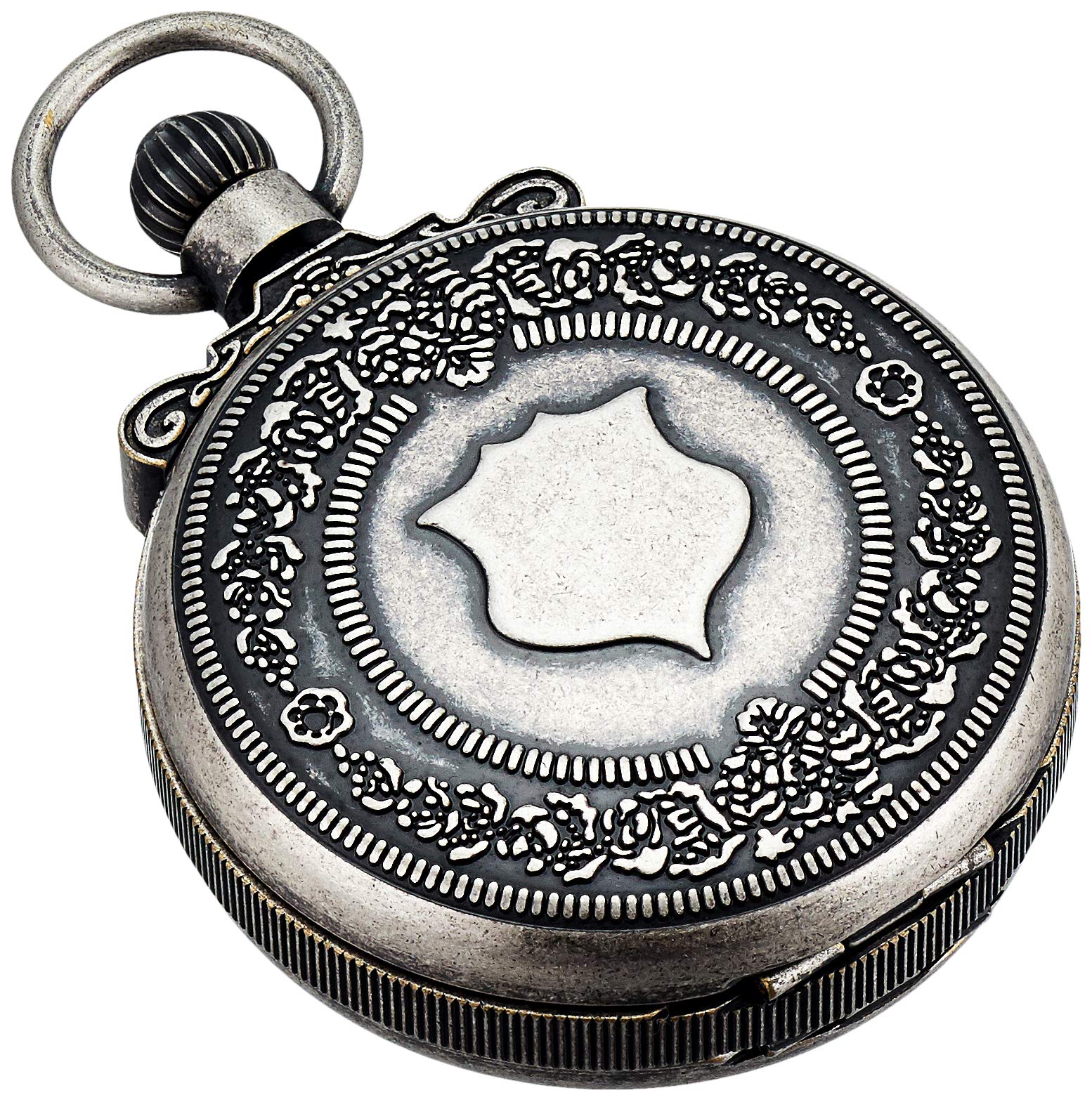 Charles-Hubert, Paris 3867-S Classic Collection Antiqued Finish Double Hunter Case Mechanical Pocket Watch