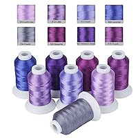 Purple Embroidery Thread 8 Brother Colors 550Yards, 40wt 100% Polyester for Brother, Babylock, Janome, Singer, Pfaff, Husqvarna, Bernina Machine