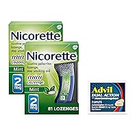 Nicorette 2 mg Mini Nicotine Lozenges to Help Stop Smoking - Mint Flavored Stop Smoking Aid, 2-Pack, 81 Count, Plus Advil Dual Action Coated Caplets with Acetaminophen, 2 Count