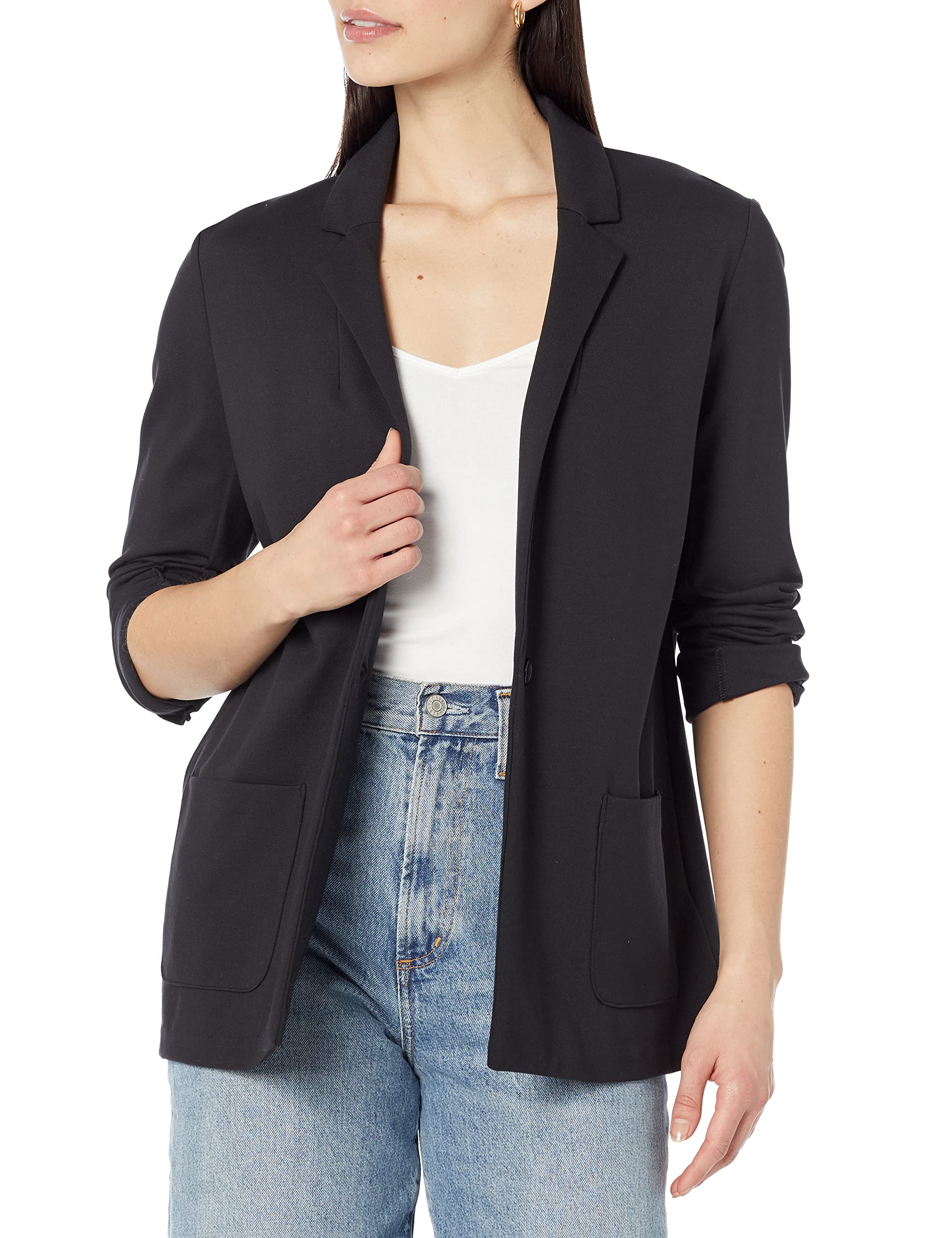 Amazon Essentials Women's Relaxed-Fit Soft Ponte Blazer