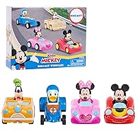 Disney Junior Mickey Mouse Diecast Vehicles, 4-piece Set, 3-inch long Metal Cars, Pretend Play, Kids Toys for Ages 3 Up by Just Play