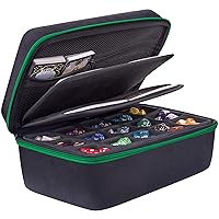 Dice Storage Case Big Capacity DND Dice Case Dice Organizer Box Dice Holder Case With Handle and Double Removable Slotted Tray Dice Organizer Case