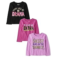 Baby Girls' and Toddler 3-Pack Long Sleeve Graphic T-Shirt
