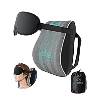 JefDiee Neck Pillows for Travel,Memory Foam Travel Neck Pillow with 3D Eye Mask,Travel Pillows for Sleeping Airplane-Prevents Head Forward,Airplane Pillow for Long Flight,Car,Train,Home,Office(Grey)