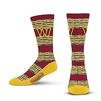 For Bare Feet NFL WASHINGTON COMMANDERS RMC Multi Stripe Crew Sock Team Color Large